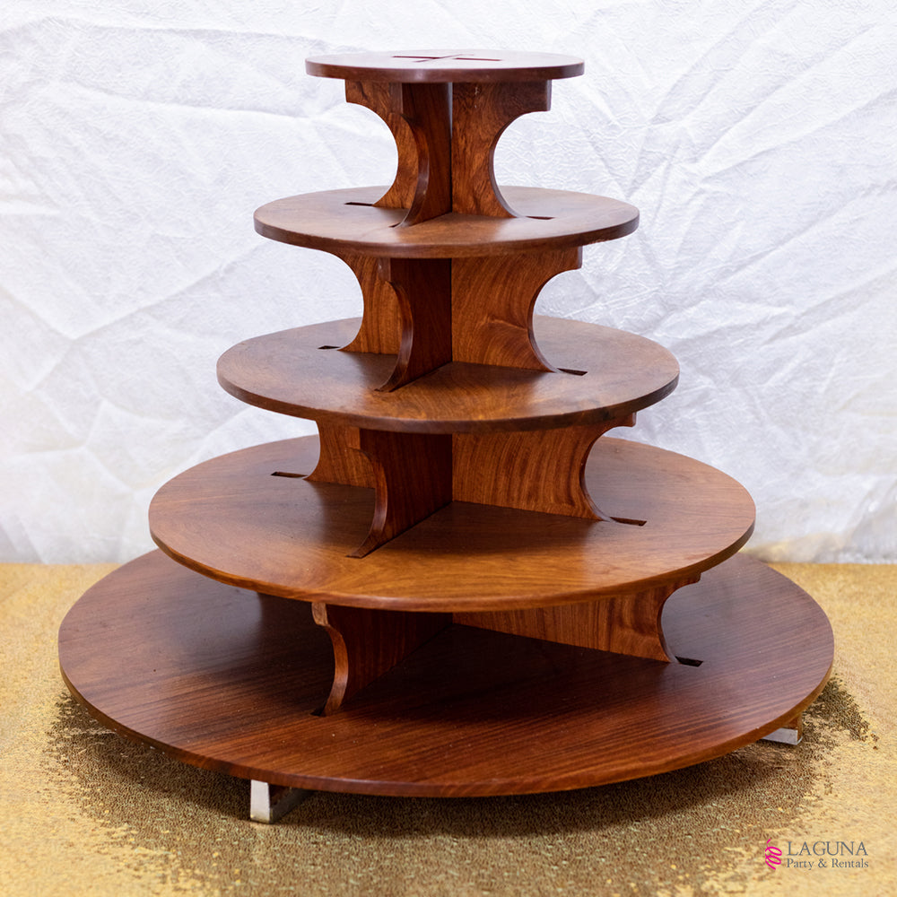 5 Tiered Cake Dessert Stand Wood Lagunapartyandrentals 5-tiered-cake-dessert-stand-wood-lagunapartyandrentals
