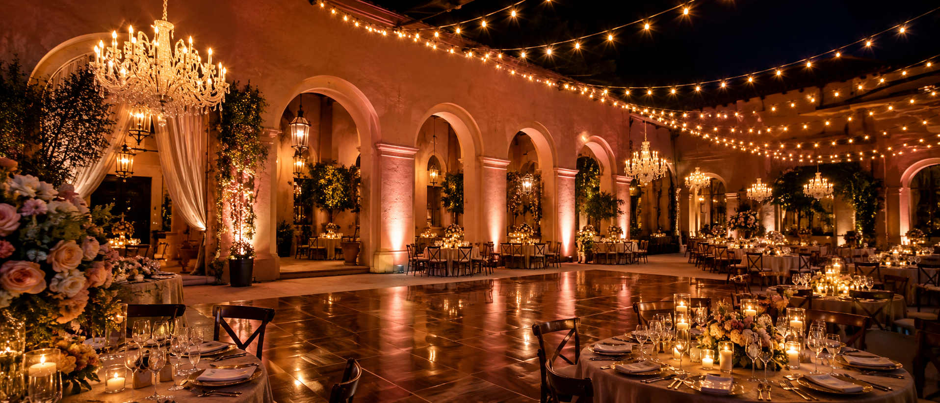 Lighting Design Basics: Uplights, String Lights & Chandeliers